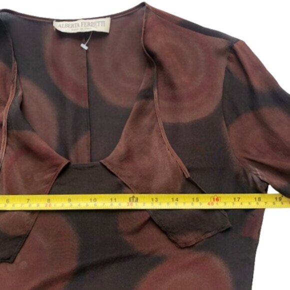 Vintage Alberta Ferretti 100% silk tunic top with collar bow, made in Italy, 8 - Picture 13 of 14